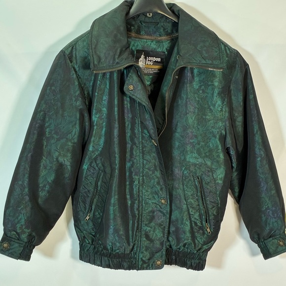 Vintage London Fog Metallic Floral Patterned Jacket Coat Removable Puffer Layer - Picture 3 of 16